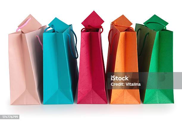 Colorati Shopping Borse - Fotografie stock e altre immagini di Arancione - Arancione, Blu, Borsa