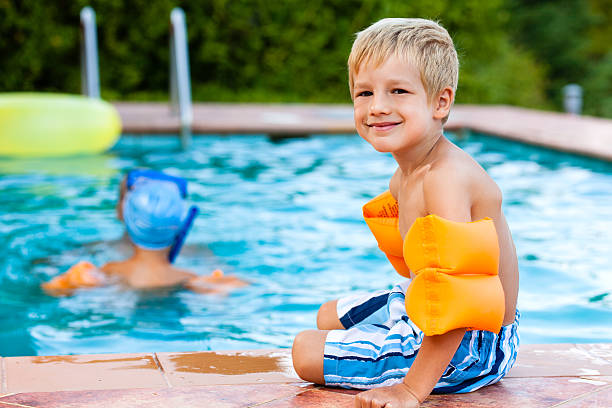 istock Little boy by the swimming pool 174776960