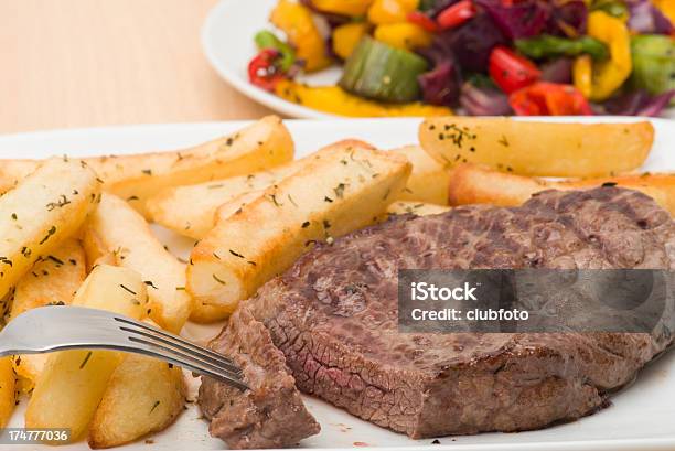 Rump Steak And Fries Dinner Stock Photo - Download Image Now - Barbecue - Meal, Beef, Char-Grilled