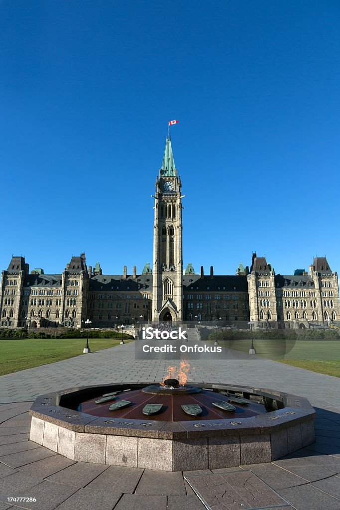 Kanadyjskie Parlament Dom na błękitne niebo, Ottawa, Kanada - Zbiór zdjęć royalty-free (Architektura)