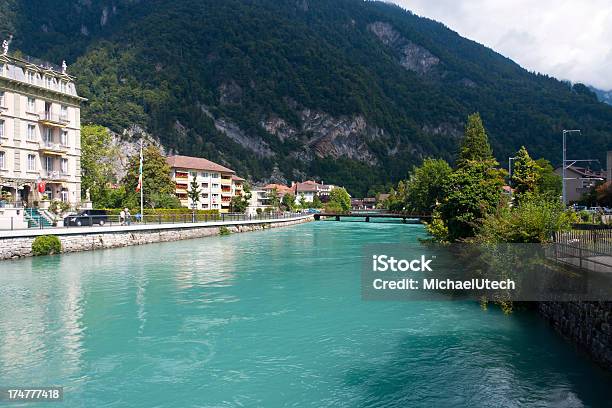 Interlaken Swiss Alps Stock Photo - Download Image Now - Aare River, Bernese Oberland, Bridge - Built Structure