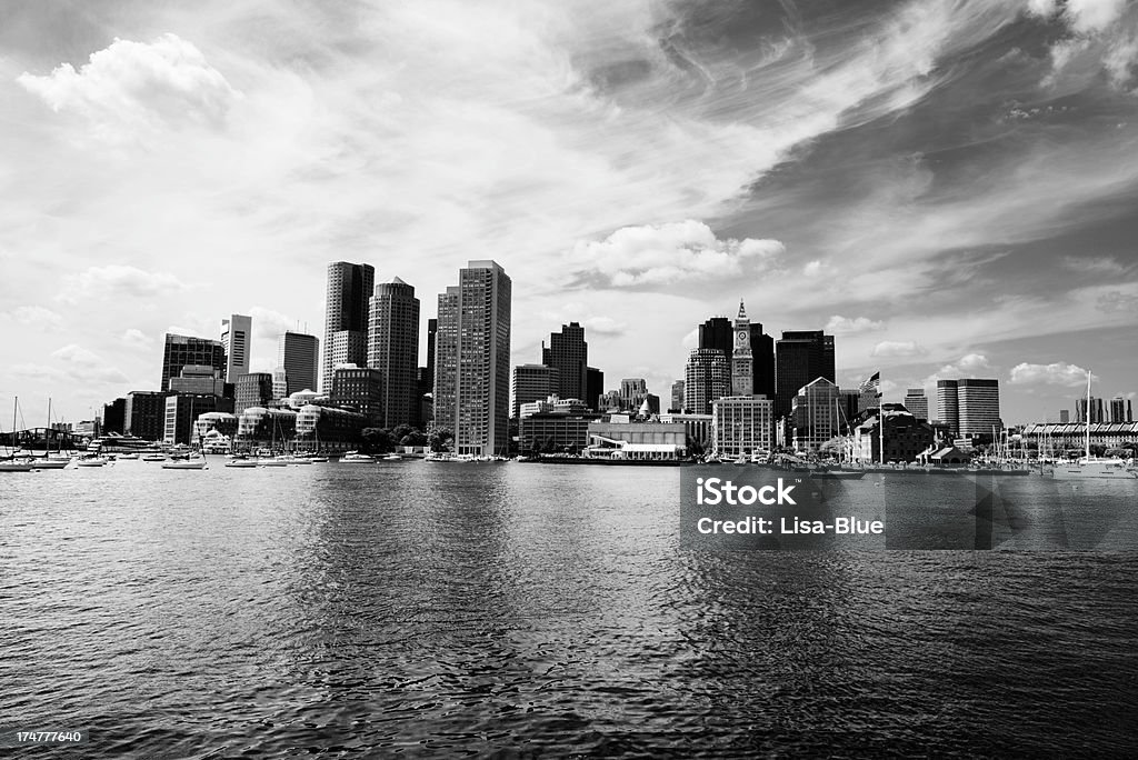 Boston Skyline.Black i biały - Zbiór zdjęć royalty-free (Boston - Stan Massachusetts)