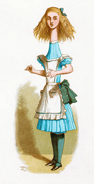 Alice in Wonderland "Alice grew tall, from the Lewis Carroll Story Alice in Wonderland, Illustration by Sir John Tenniel 1871" john tenniel stock illustrations