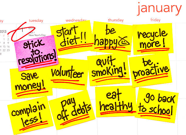 obiettivi per il nuovo anno 2013 - dieting planning calendar event foto e immagini stock