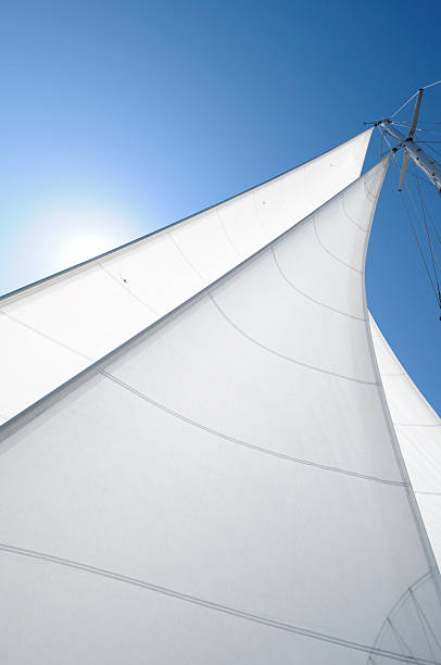 istock Sun behind white sails of a sailboat 174779697