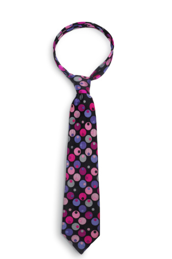 Multi colored necktie isolated on white.