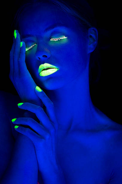 istock Beauty Portrait with Lime Green Fingernails in Neon Light 174779994