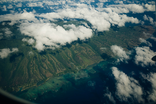 clouds over the islands of hawaii. High quality photo
