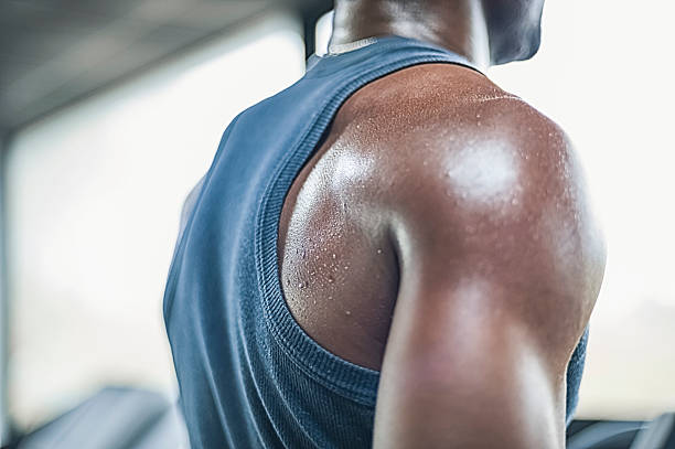 Close up of sweat during training stock photo