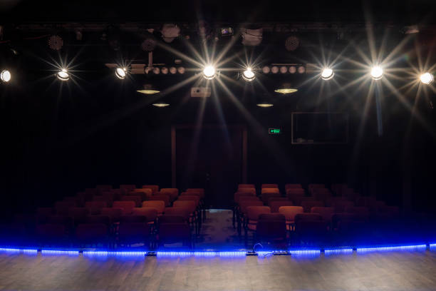 istock camera is looking to seats and on the stage  lights are on horizontal still 1747823273
