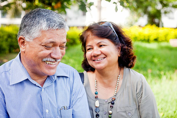 Happy Mature Asian Indian Couple Outdoor Portrait Have a look at my other Managed Lightboxes. south asia stock pictures, royalty-free photos & images