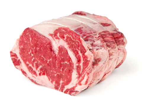 Prime rib roast - Prime rib roast on white with clipping path.  Please see my portfolio for other food related images.