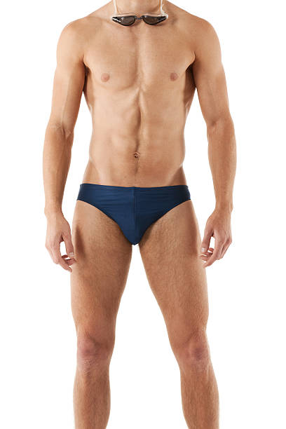 parte mediana de um nadador masculino - swimming male isolated swimming goggles imagens e fotografias de stock