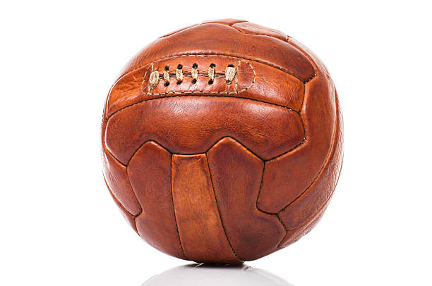 old fashioned piłka nożna - soccer ball old leather soccer zdjęcia i obrazy z banku zdjęć