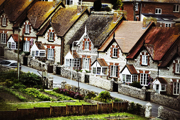 A row of terraced houses in the East Devon seaside resort of Beer