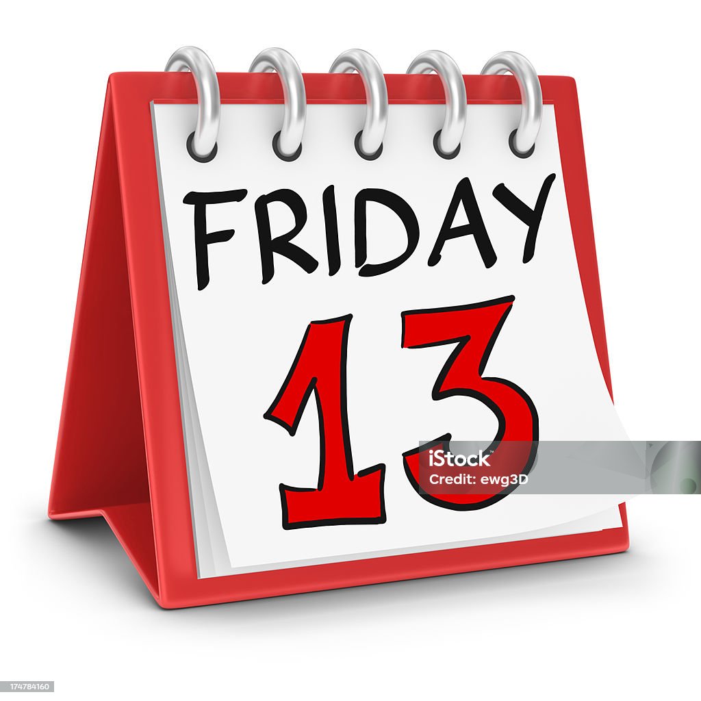 Calendar - Friday the 13th 3d render.  Calendar Friday the 13th isolated on white background. Friday the 13th Stock Photo