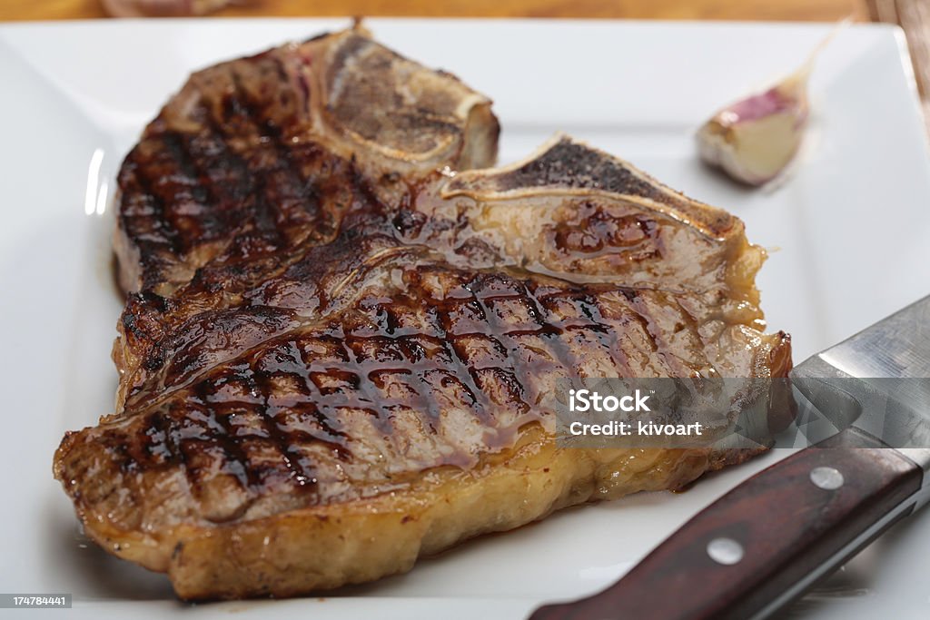 Gegrilltes T-Bone-Steak - Lizenzfrei Fettgebraten Stock-Foto