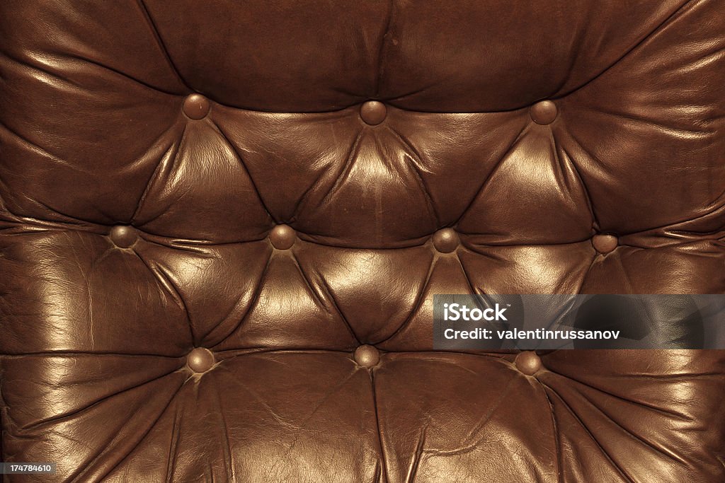 Retro leather sofa Chesterfield couch detail Armchair Stock Photo