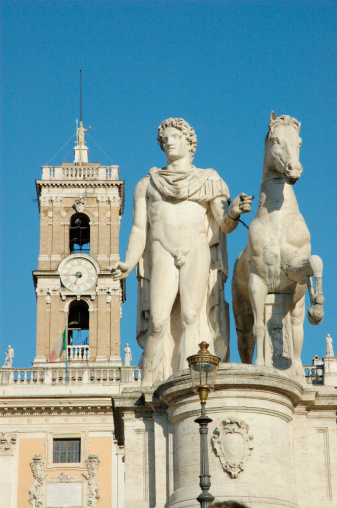 Renaissance statue at Piazza del Campidoglio, Rome - Italy.