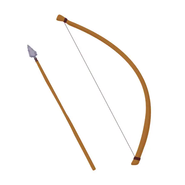 Vector illustration of Stone age arrow with bow