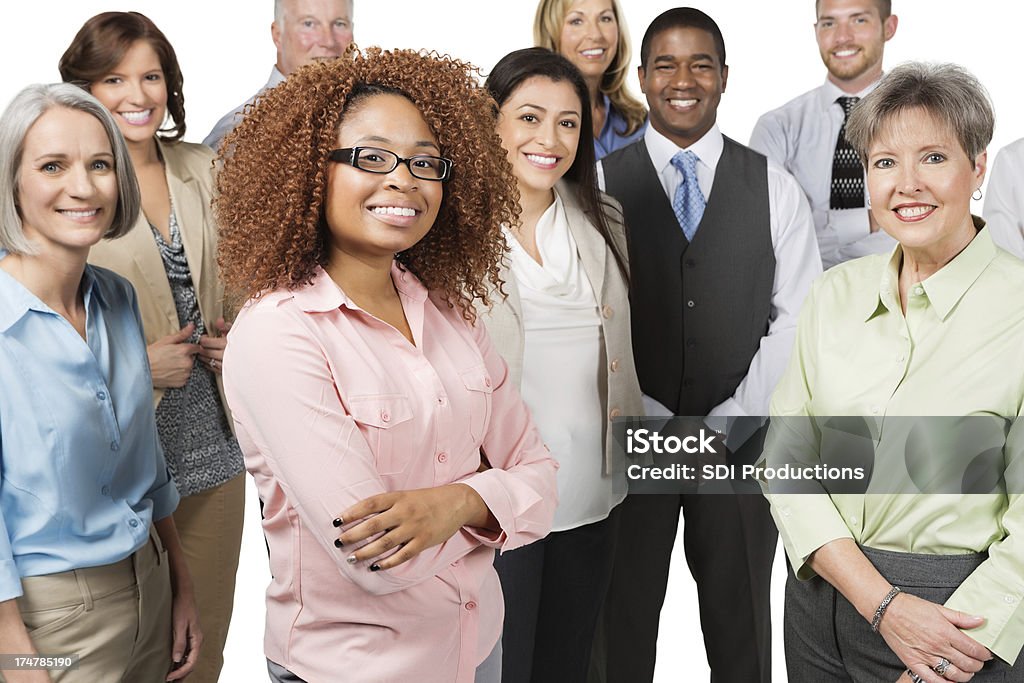 Equipe de negócios confiante em diferentes isolado em fundo branco - Royalty-free Adulto Foto de stock