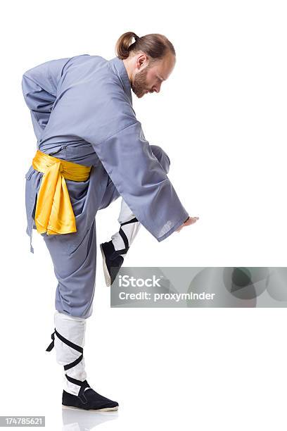 Kungfu Luta Posição Isolado A Branco - Fotografias de stock e mais imagens de Adulto - Adulto, Agressão, Artes Marciais