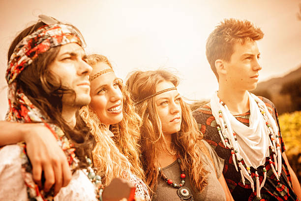 istock Young Hippies Group at Sunset, Vintage Mood 174785877