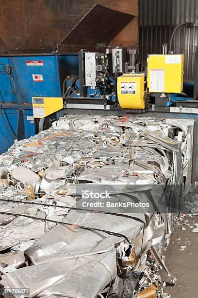 Aluminum Baler At Recycling Center Stock Photo - Download Image Now - Compactor, Garbage, Hay Baler