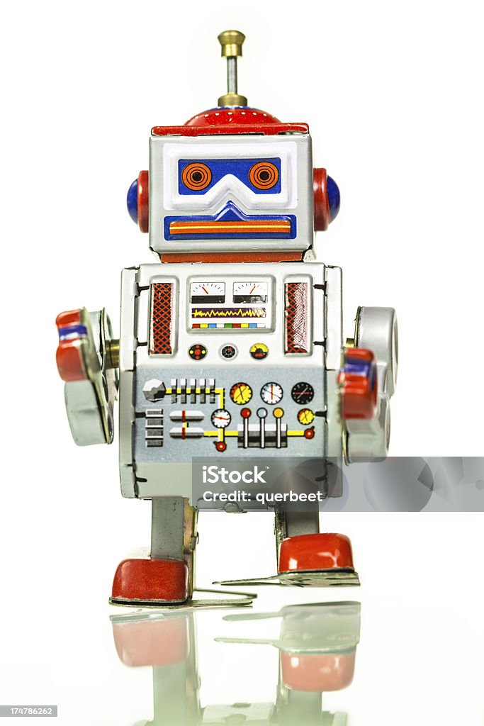 Retro Zinn Spielzeug-Roboter - Lizenzfrei Alt Stock-Foto