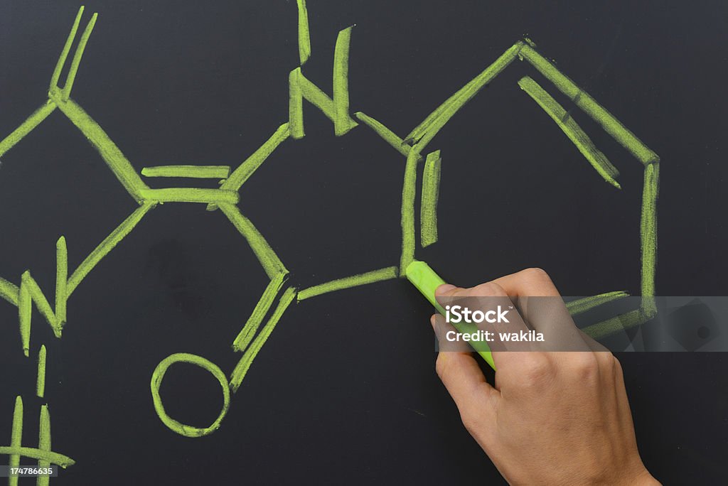 chalkboard molécula de azúcar sobre negro - Foto de stock de Hidrógeno libre de derechos