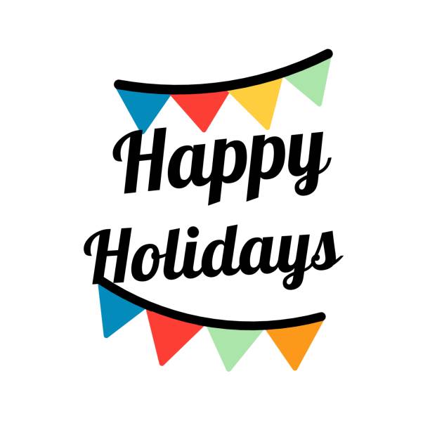 istock Happy holidays colorful logo. happy holiday vacation typography design 1747869190