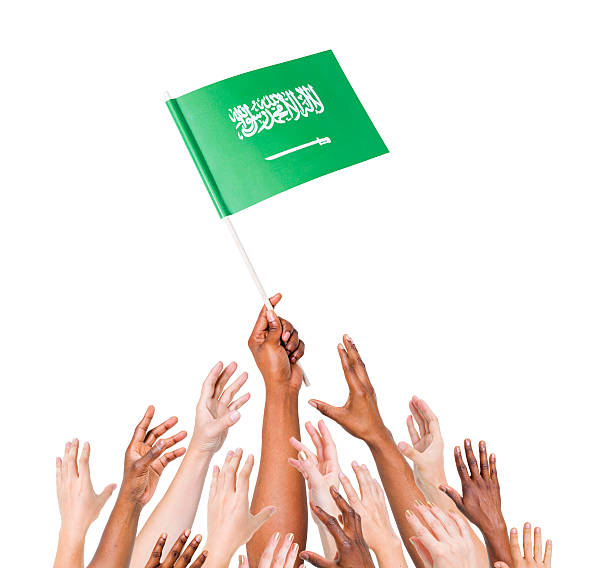 Badge with flag of the Saudi Arabia isolated on the white background