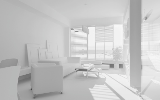 White 3D Render of Modern Space. Apartment Interior. Architecture Abstract.More of 3D Architecture in this lightbox