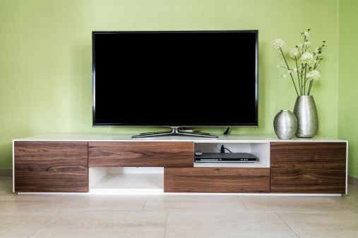 entertainment electronics in a modern living room