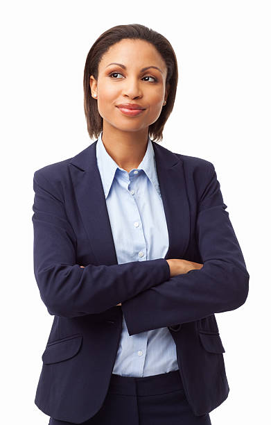 Thoughtful Female Executive Looking Sideways - Isolated