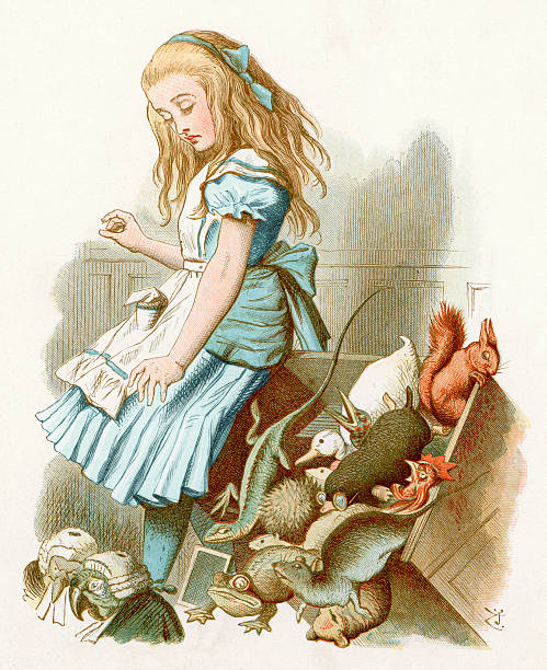 Alice in Wonderland "Who Stole the Tarts  from the Lewis Carroll Story Alice in Wonderland, Illustration by Sir John Tenniel 1871" john tenniel stock illustrations