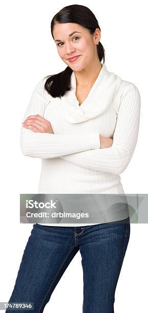 Satisfied Woman Standing With Arms Crossed Stock Photo - Download Image Now - Confidence, One Woman Only, Smirking