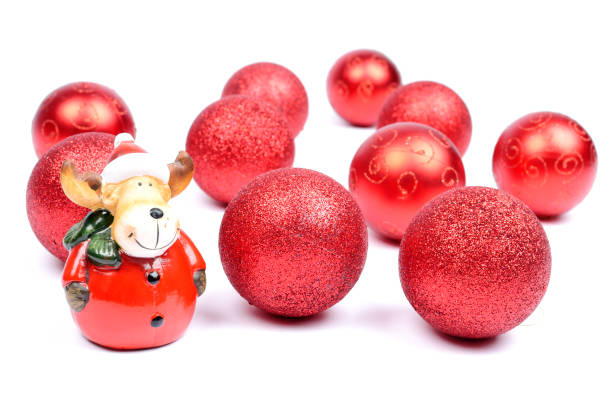 istock Red Christmas Baubles and Rendeer 174789789