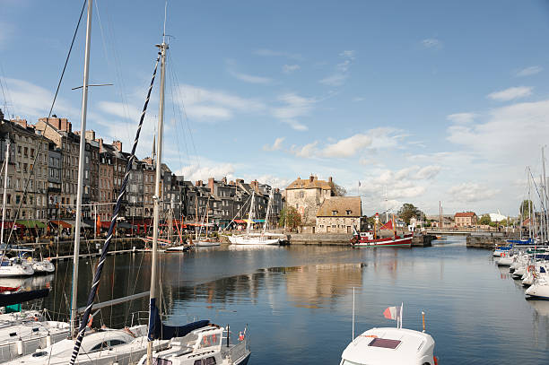 Honfleur Harbor "France. Town so picturesque it was painted by Monet, Corbet, Boudin and Jongkind. Normandy estuary of the River Seine." caen photos stock pictures, royalty-free photos & images