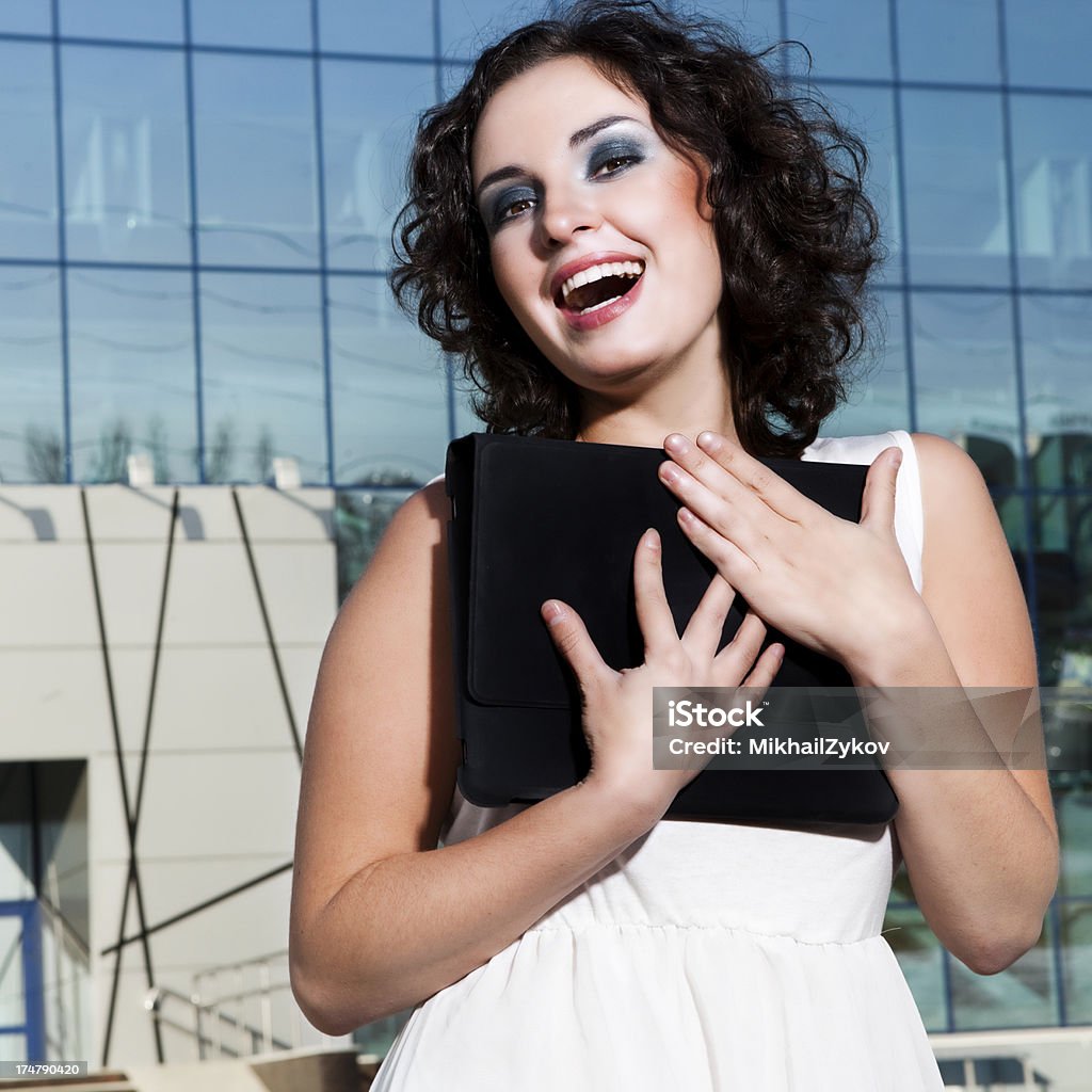 Woman holding Digital Tablet Businesswoman standing outside with electronic tab Adult Stock Photo