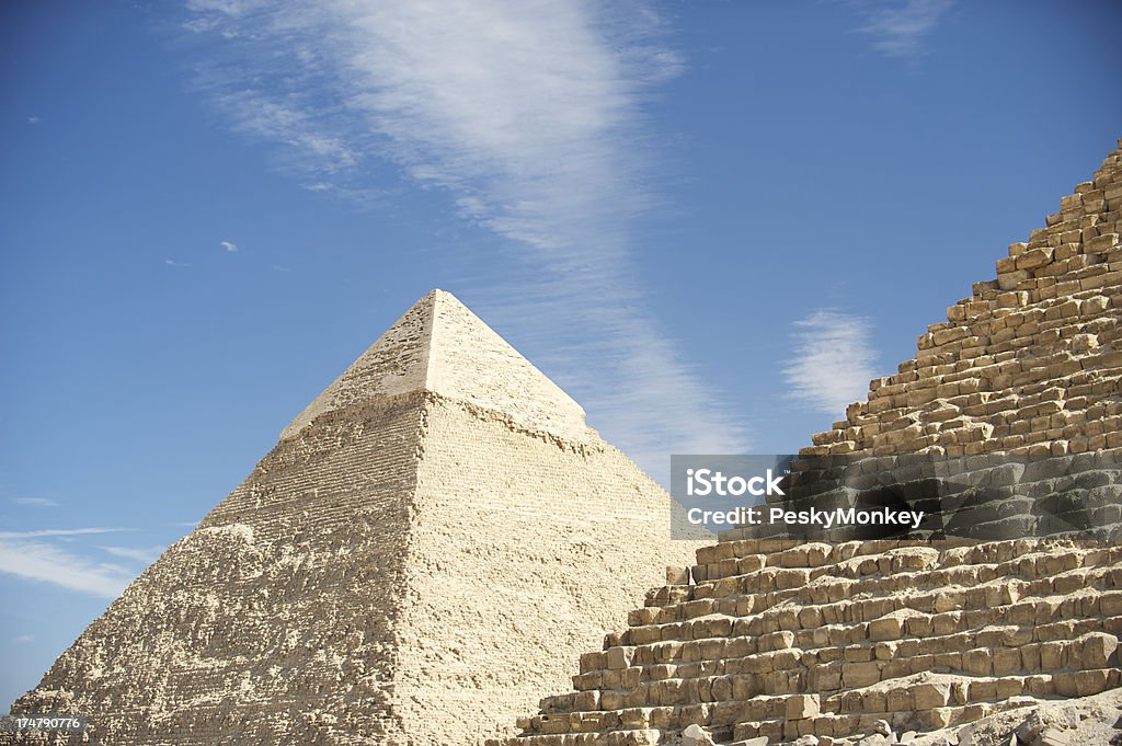 Pyramiden von Gizeh, Ägypten Nahaufnahme - Lizenzfrei Antike Kultur Stock-Foto