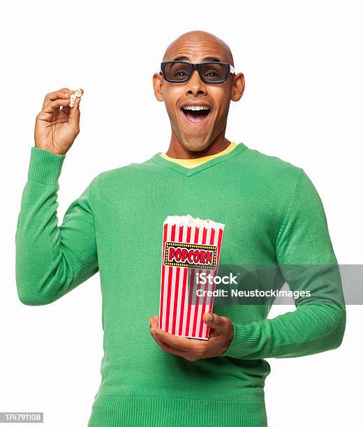 Mann Die 3d Filmisoliert Stockfoto und mehr Bilder von Popcorn - Popcorn, Männer, Afrikanischer Abstammung