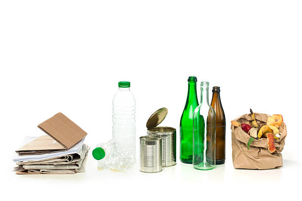 Recycle Concept Series - Group of Materials Recycle Concept Series - Group of Materials, Isolated on White recycle symbol cut out stock pictures, royalty-free photos & images