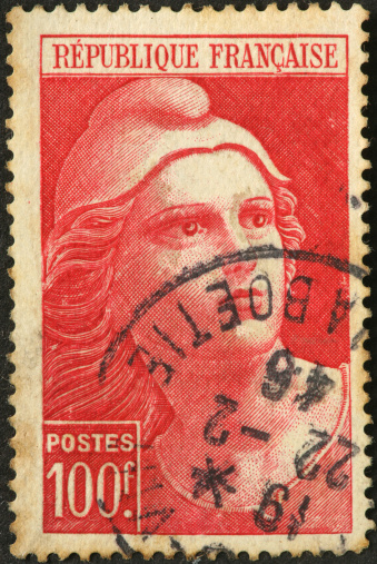 woman on 1940s French postage stamp