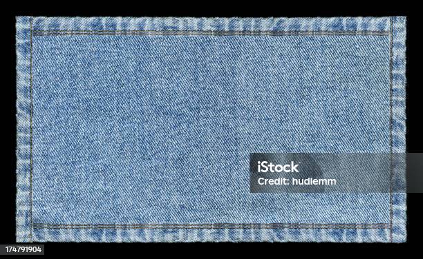 Denim Jeans Banner Textured Background Isolated Stock Photo - Download Image Now - Denim, Textile Patch, Jeans