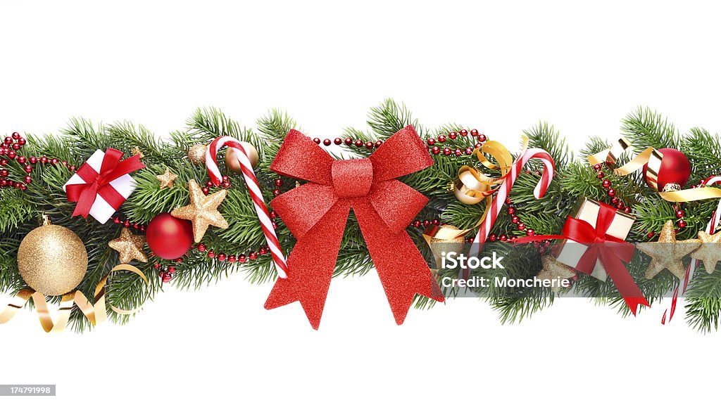 Christmas garland on white Garland - Decoration Stock Photo