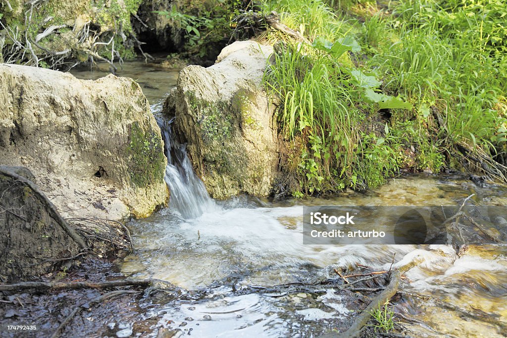 small cascade with streaming water through rocks Plitvice Croatia streaming water detail of cascade waterfall in Plitvice Lakes Croatia Clean Stock Photo