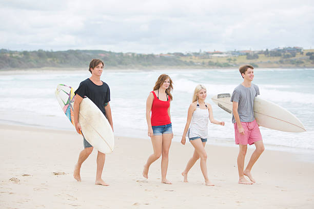 istock Young Friends Walking on the Beach 174792682