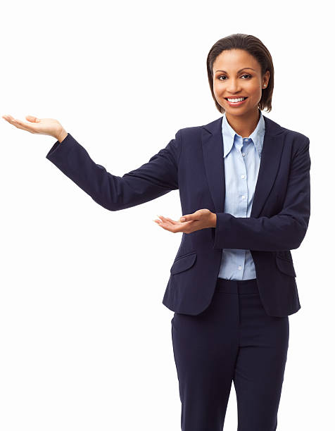 istock Female Executive Presenting an Invisible Product - Isolated 174793590