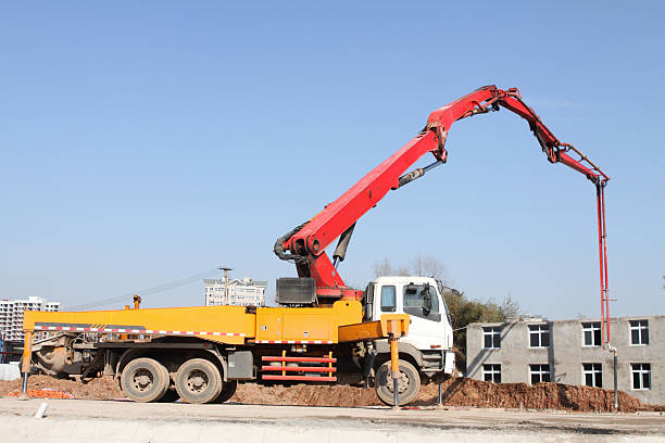 Construction vehicle on building site stock photo